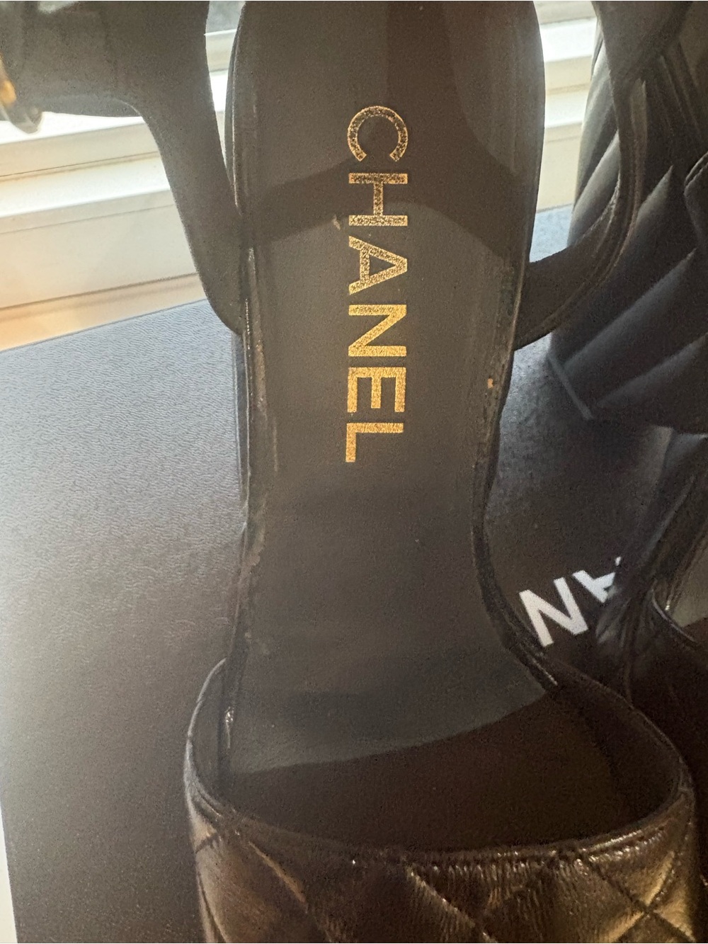 CHANEL Black Quilted Leather Platform Sandals -size 7 - Picture 13 of 17